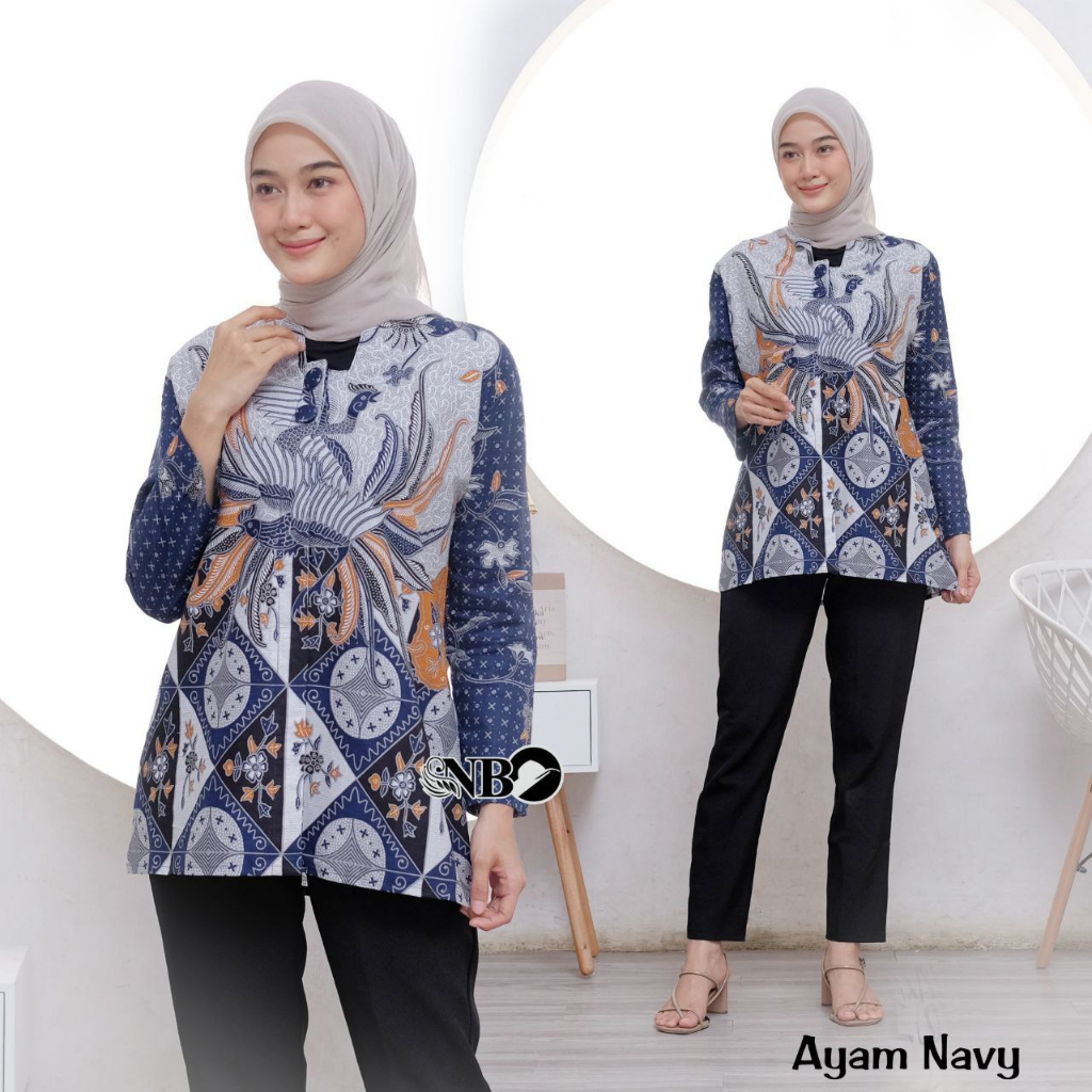 Baju Batik Wanita Modern Atasan Blouse Batik Kerja Kantor Wanita Seragam Batik M L XL XXL