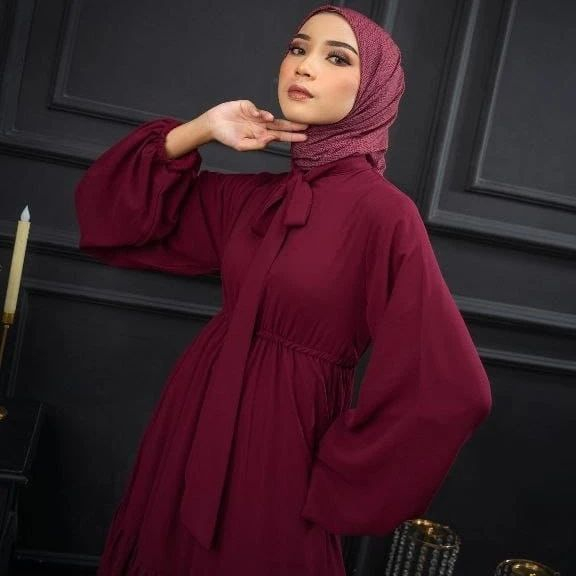 Gamis Terbaru 2023 Lebaran Wanita/ Durpadi Dress Ceruty Armany Full Furing/ Dress Kondangan Gaun Pesta Muslimah