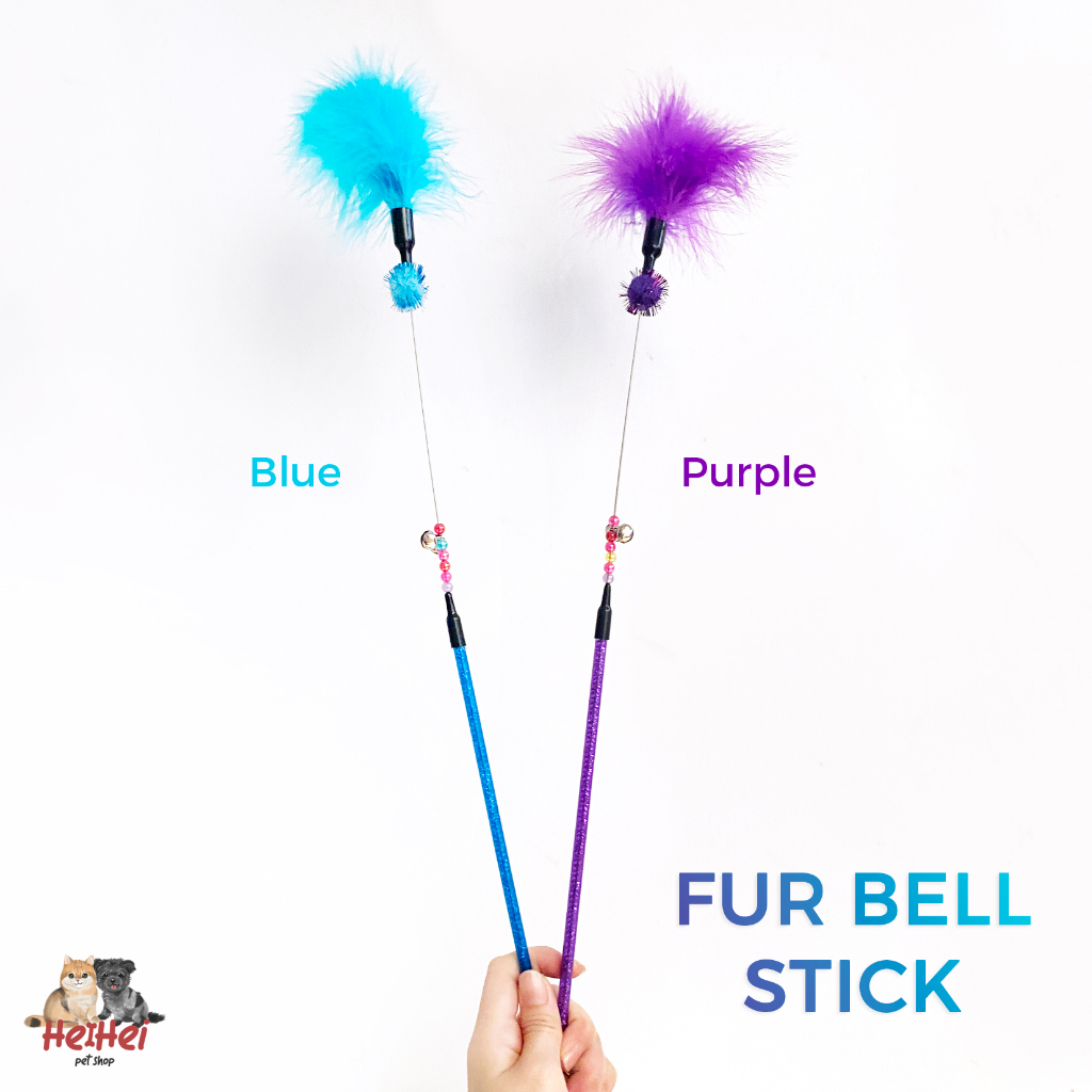 FUR BELL STICK - Mainan Stik Kucing - Cat Toys Tongkat Bulu Lonceng - Mainan Anak Kucing Lucu