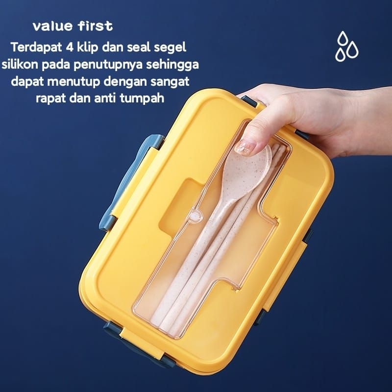 LS Kotak Makan 4 in 1 / Lunch Box Jerami Gandum Set BPA FREE