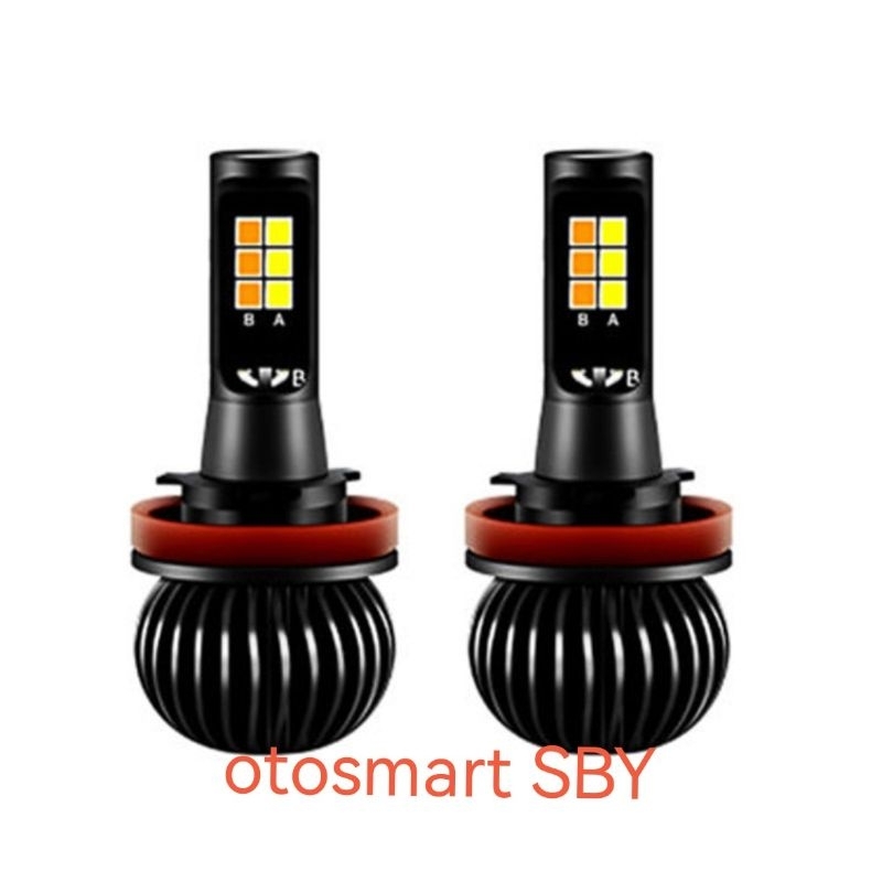 (Hrg 1set kanan kiri)Lampu Kabut Mobil 2 Warna LED H4 Dan H11 PUTIH + KUNING