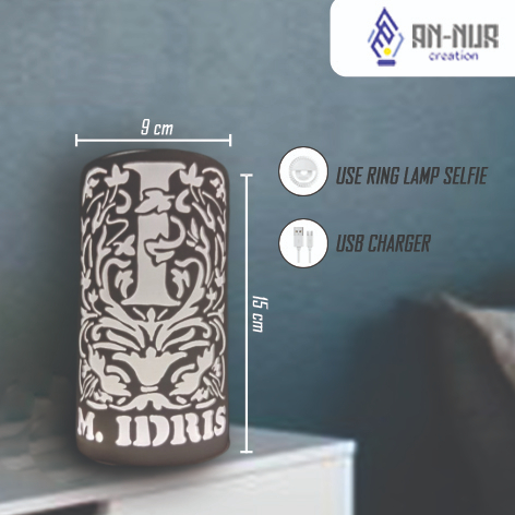 lampu hias mini handmade pvc (3 inch) custom nama+monogram abjad