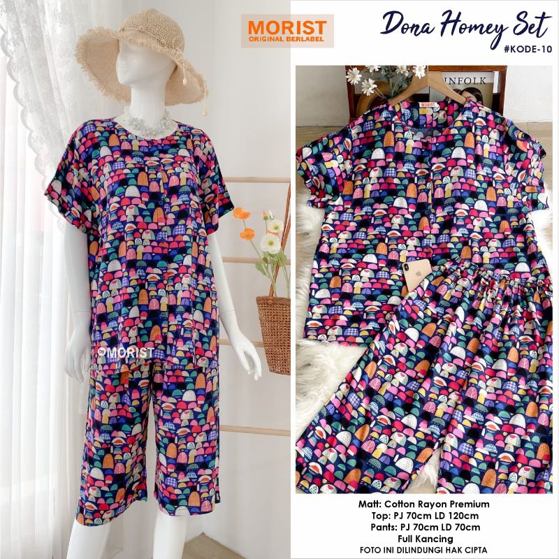 Daster Homey Dress Set Motif Original Morist [Buna Aura Momy Tasya]