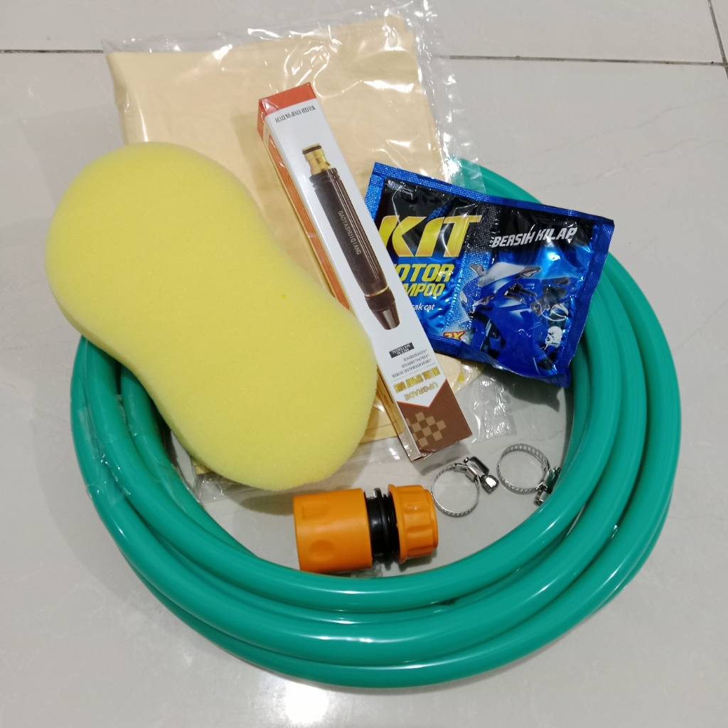Alat Cuci Steam Motor Mobil Semprotan Hitam Selang Air 1/2 Dop Free Sampo Spon Kanebo Untuk Cuci Motor Mobil