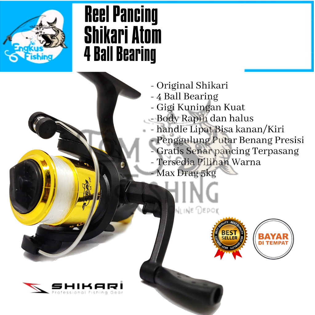 Reel Pancing Shikari Atom Murah 4 Bearing (Gratis Senar) Murah - Engkus Fishing