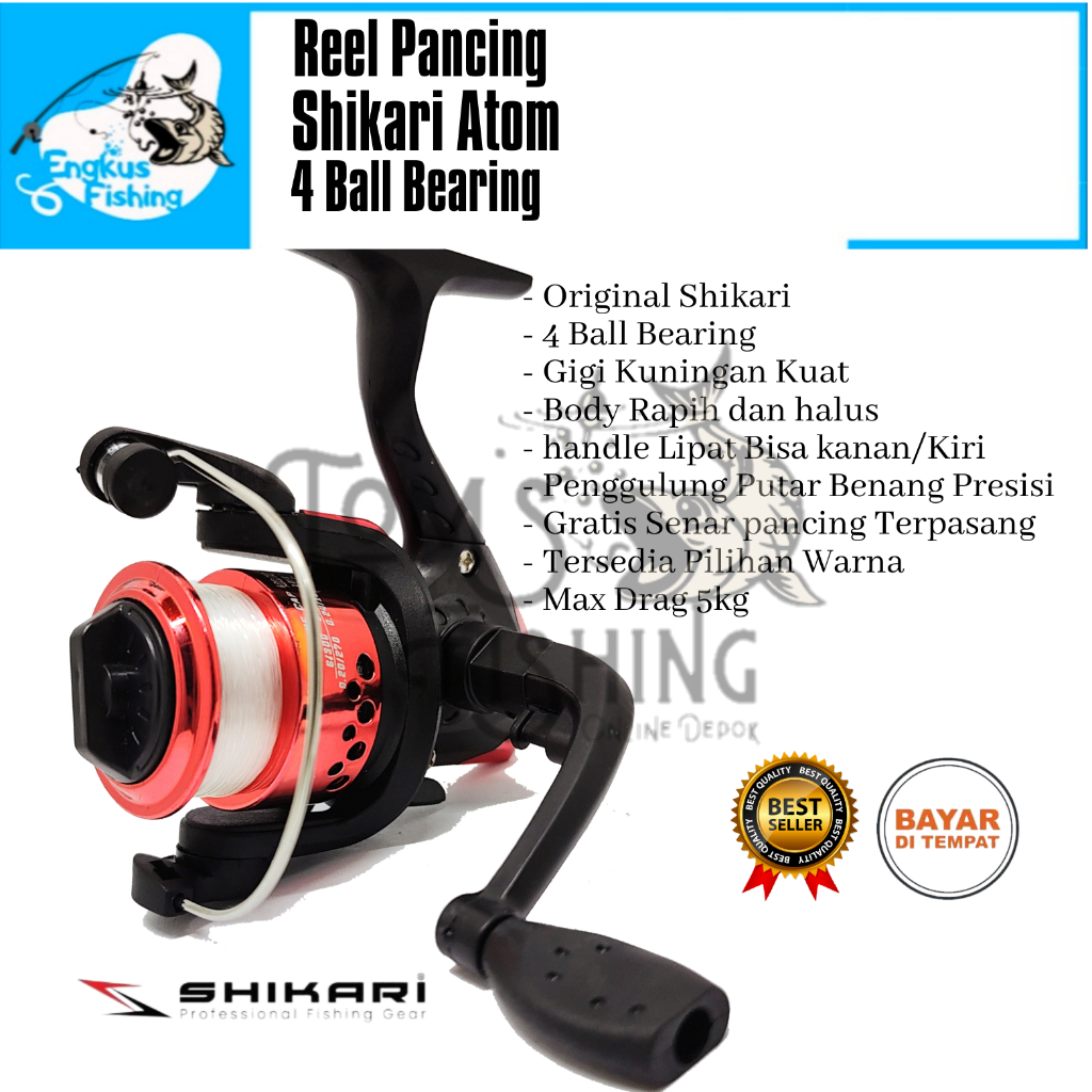 Reel Pancing Shikari Atom Murah 4 Bearing (Gratis Senar) Murah - Engkus Fishing