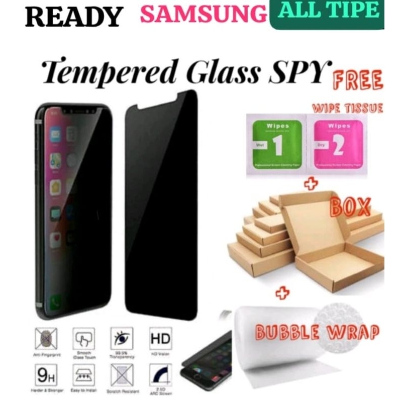 Tg Spy Kaca Samsung All Type / Tempered Glass Privacy Anti-Spy Samsung All Tipe / Temper Spy Anti Peeping Anti Shock Anti Dust Tg Privacy Anti Spy Samsung / Tg Spy Privacy Anti Spy Physical Rein Forcement Technology No Broken Edge Screen Protector SAMSUNG