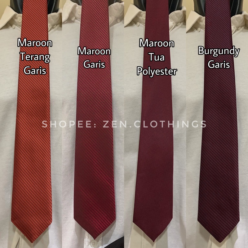 Dasi Panjang Pria Dewasa Warna Merah dan Maroon Marun Gelap Tua Red Polos dan Motif Garis