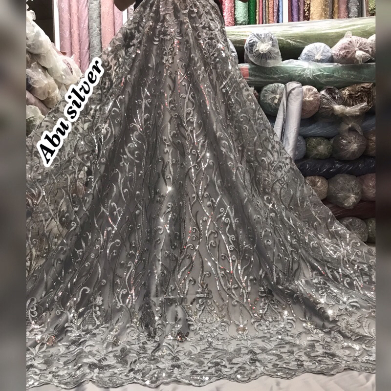 NEW!! Tulle Payet piring Korea / bahan kebaya brokat Tulle Payet.