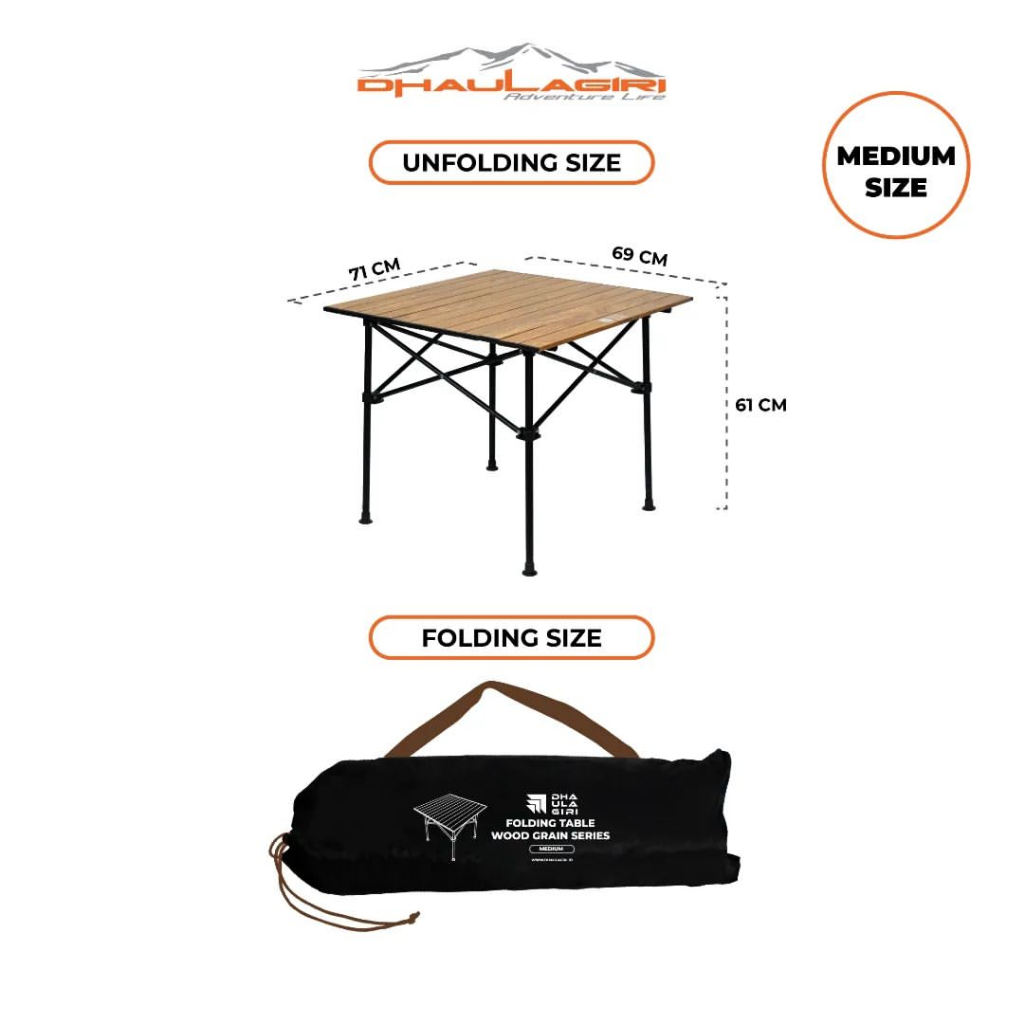 MEJA LIPAT OUTDOOR DHAULAGIRI  FOLDING TABLE WOOD GRAIN SERIES MEDIUM  (71 x 69 x 61 cm)