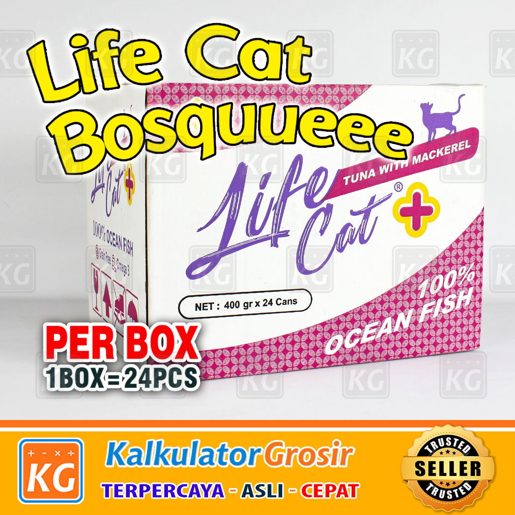 Makanan Kucing Basah Life Cat Kaleng PLUS Kitten Adult 400gr / 400 gr Can/ Wet No Profelin 24 Pcs 1 Box