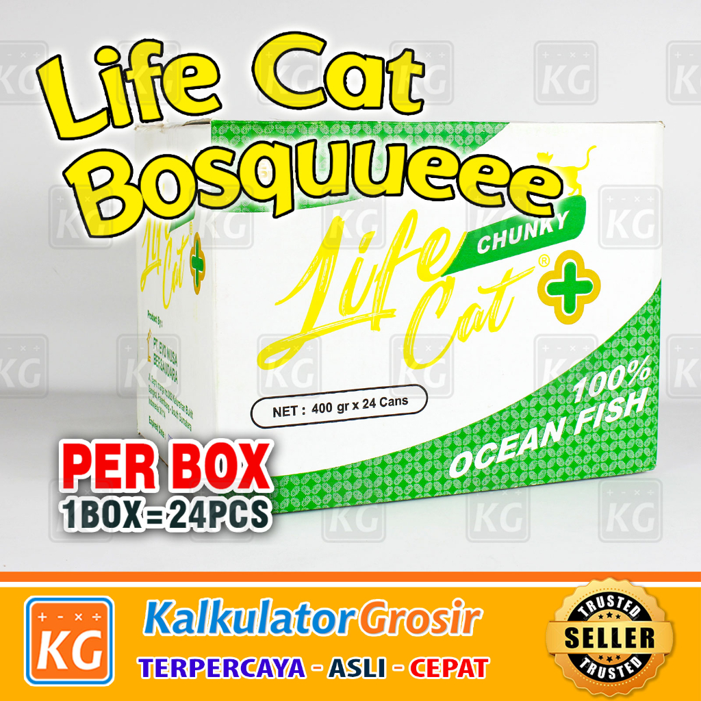 Makanan Kucing Basah Life Cat Kaleng PLUS Kitten Adult 400gr / 400 gr Can/ Wet No Profelin 24 Pcs 1 Box