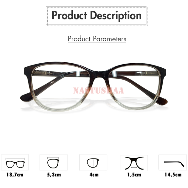 Kacamata Fashion Dewasa Lensa Trasnparant Anti Blueray Bentuk Oval Warna Frame Gradasi Untuk Pria dan Wanita (Unisex) NOCASE