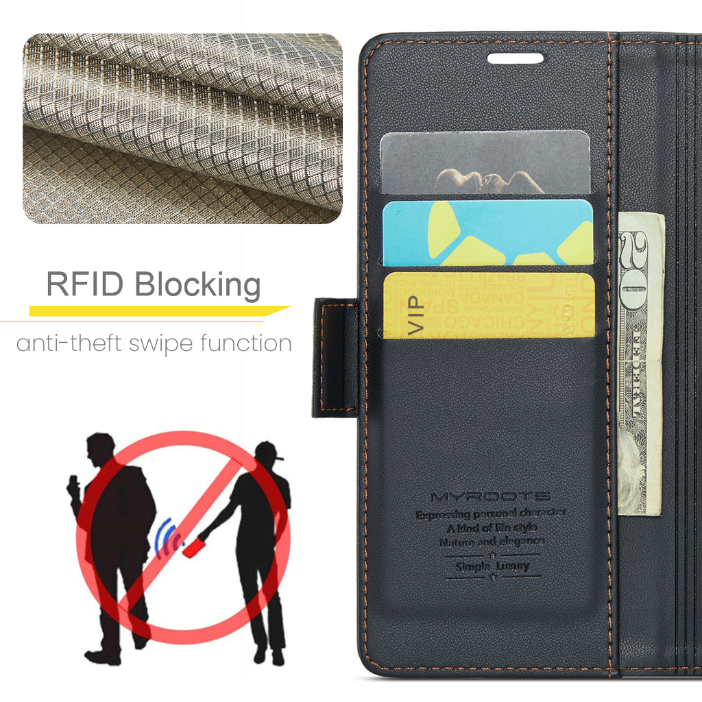 Lambskin PU Leather Case Flip RFID Myroots For Redmi Note 11 Pro 4g 5g Soft TPU Shockproof Phone Cover Case