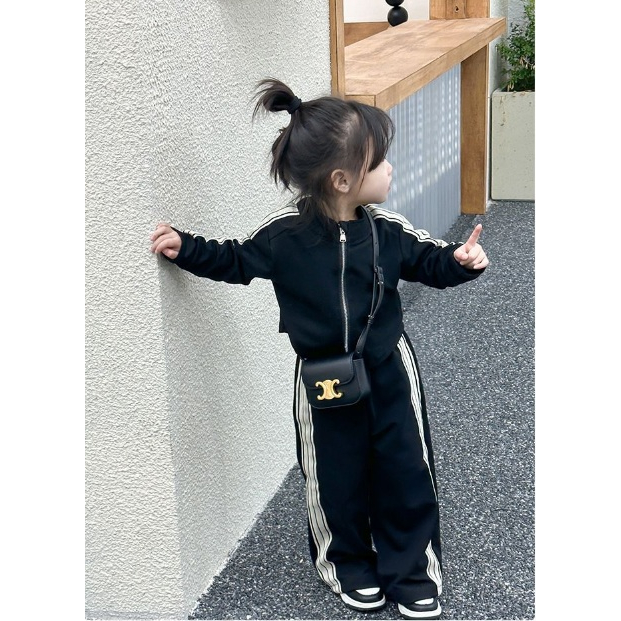 Setelan anak perempuan lucu murah setelan SPORTY TRAINING sz 4-12th BLACK LINES