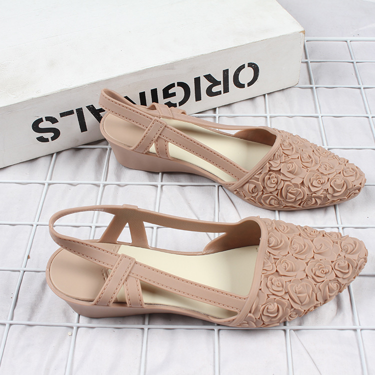 Sepatu Sandal Slop Flat Wanita Model Slip On Motif Bunga Tali Belakang Fashion Style Kasual Satu7an SPT-75