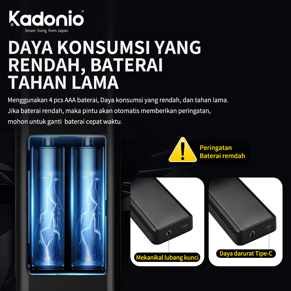 Kadonio kunci pintu fingerprint kunci pintu digital kunci pintu sidik jari kunci pintar IC Card Code Security Electronic Door Lock Smart Lock Digital Sliding Door