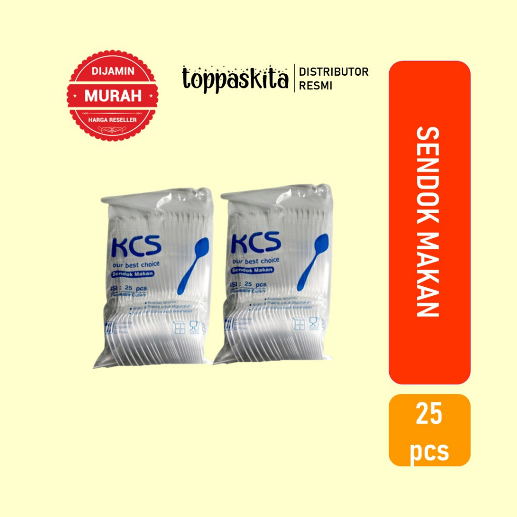 Sendok Makan Plastik Bening KCS / Sendok Panjang Tebal Kuat (25pcs)