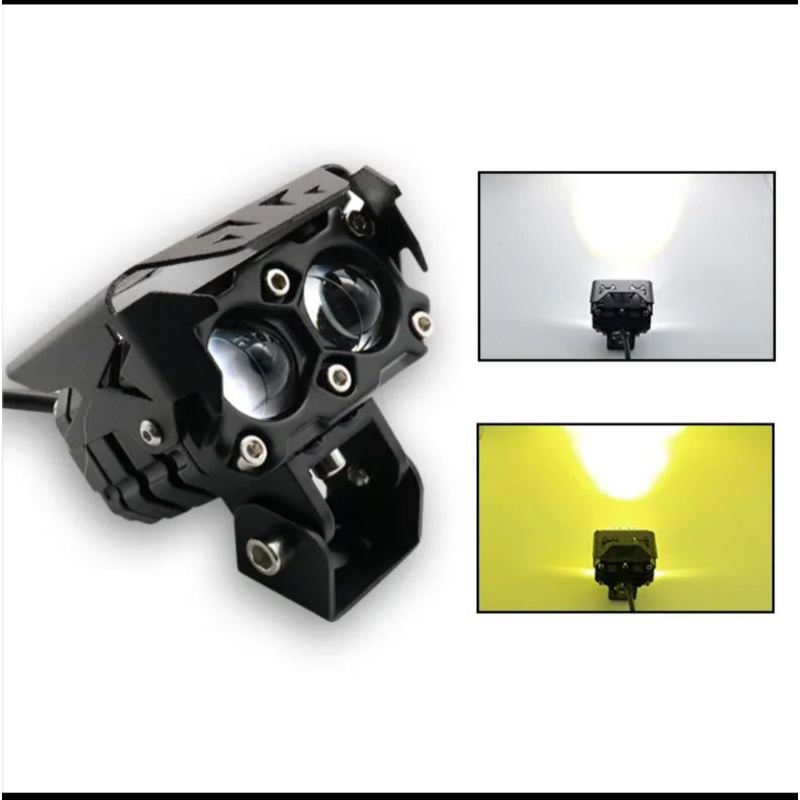 LAMPU TEMBAK LASER GUN SPOTLIGHT 2 MATA WATERPROOF YELLOW+WHITE CHAR MOTOR MOBIL