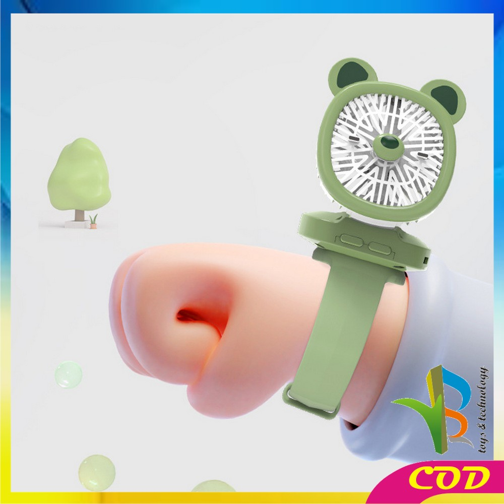 RB-C875 Kipas Jam Tangan Mini Portable USB Rechargeable / Kipas Angin Karakter Animal Model Jam Tangan Strap / Kipas Kecil Lucu / Wirst Watch Fan Import