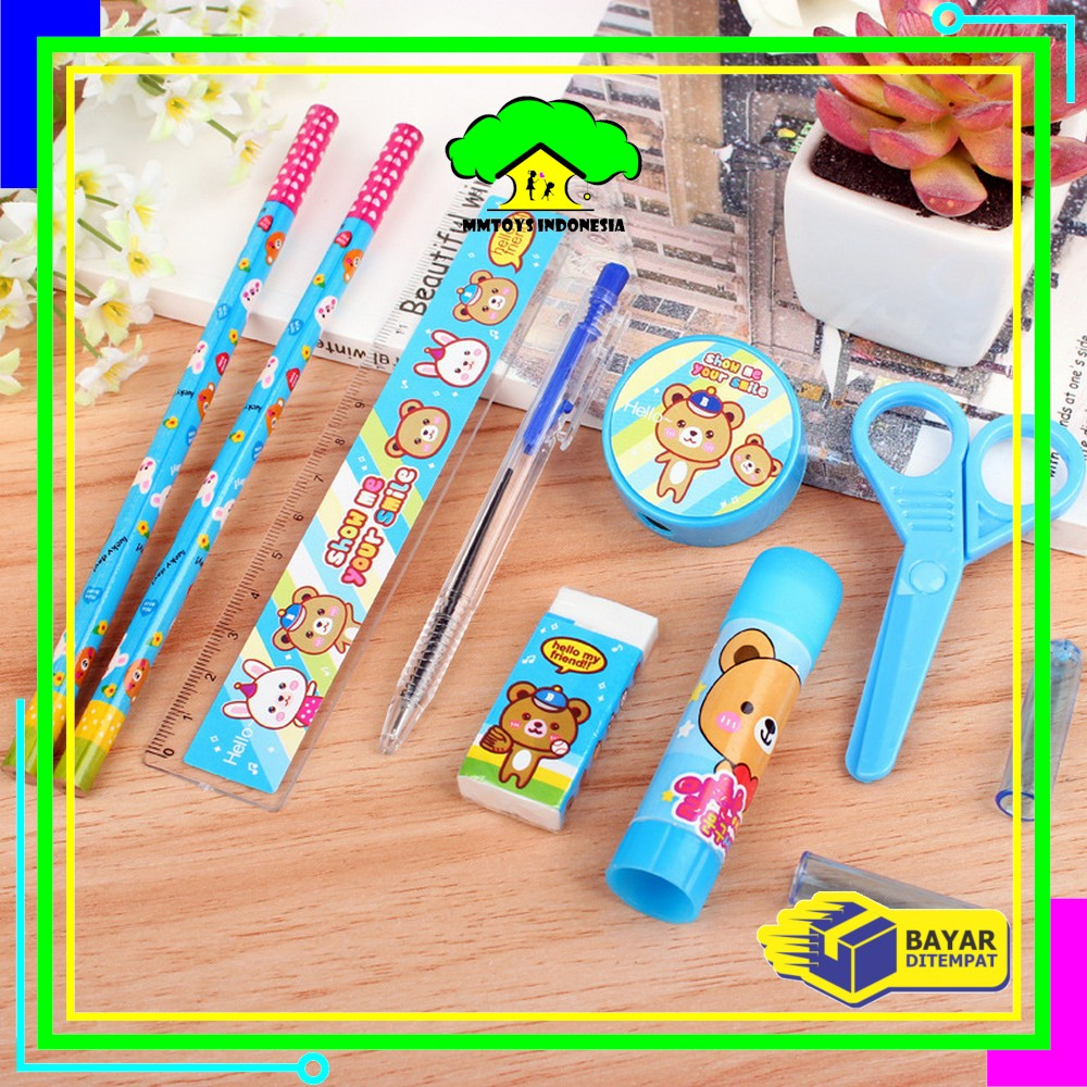 MI-A26 Alat Tulis Set 8in1 Karakter Stationery Kids / Paket Alat Tulis Anak TK / Set School Supplies for Child Writing Gift Eraser Ruler