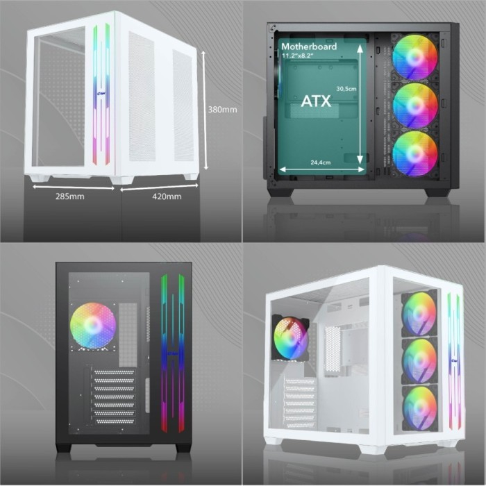 GAMING CASE ENLIGHT FPMAX Z4 BLACK + 3 Fan Innering - ATX