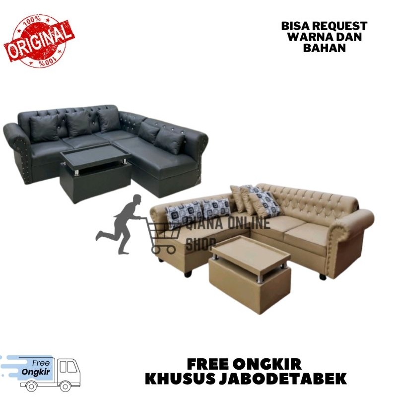 Sofa Kancing Putus L Minimalis Termurah