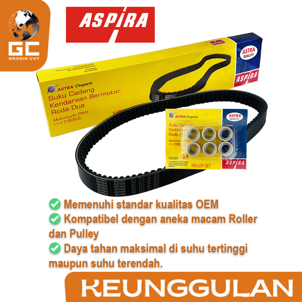 Aspira Vanbelt V Belt Van belt Fanbelt Kit Assy Set Honda Beat 110 Karbu H2-231PA-KVY-1200