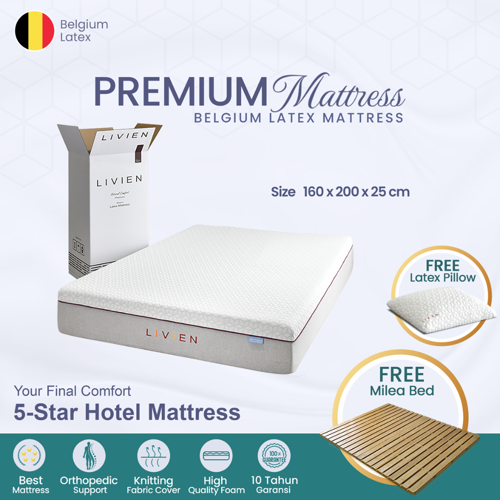 Kasur Busa Latex, Matras Busa Latex, Livien Sleep Premium Mattress 160x200