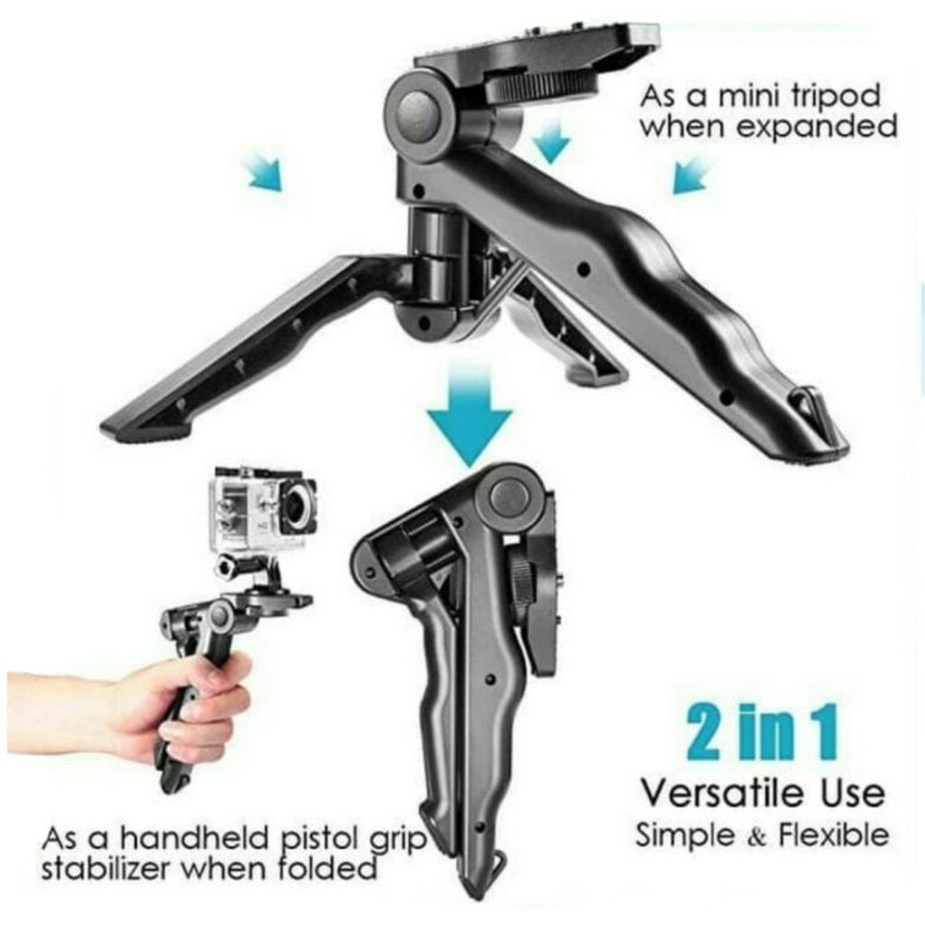 Vibox Tripod pistol mini 2in1 DSLR stand gopro portable tongsis hp mini Tripod Camera + Holder Hp bonus Holder U EP-16 youtuber stabilizer  BY SMOLL