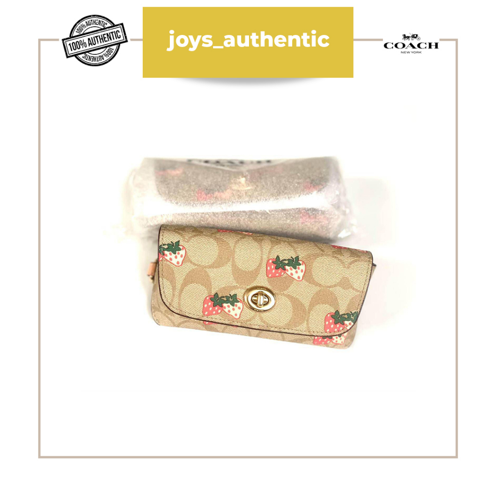 Tas Wanita Coach Parker Suncase Strawberry Signature Light Khaki Multi Woman Bag Authentic Original