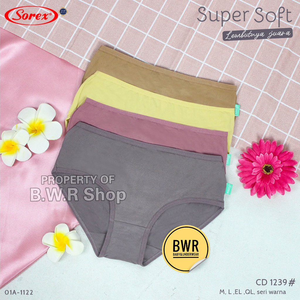 [ 6pc ] CD SOREX 1239 | Celana Pakaian Dalam Wanita Midi Basic Super Soft | Bwr