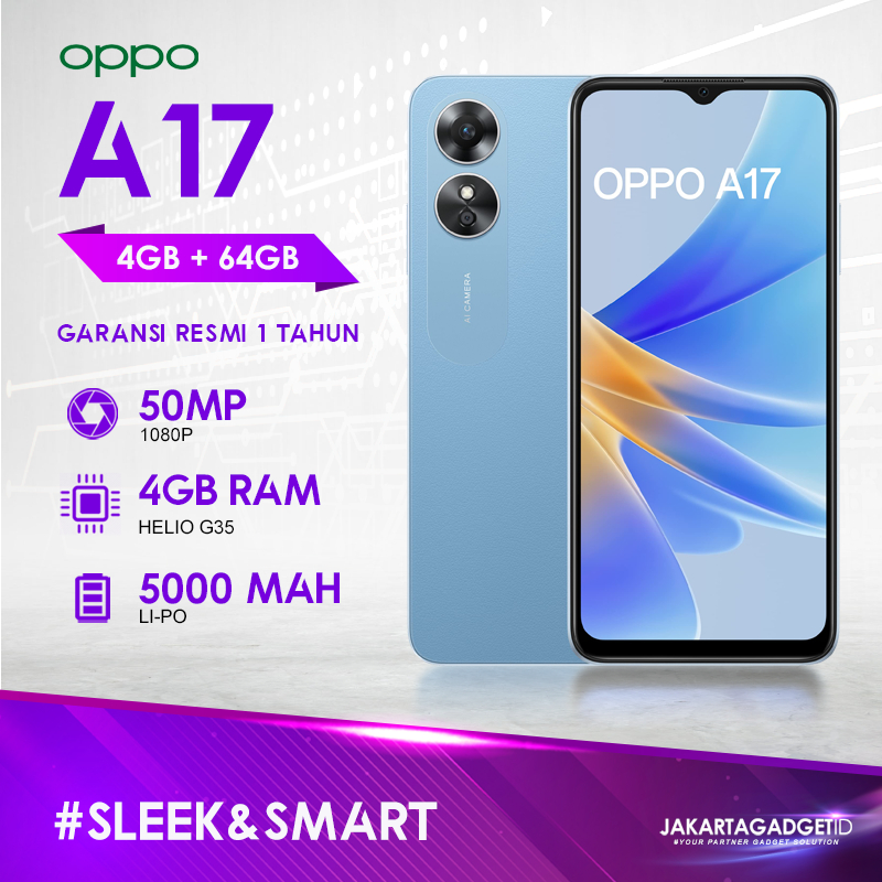 Oppo A17 4GB+64GB Garansi Resmi Oppo 1 Tahun