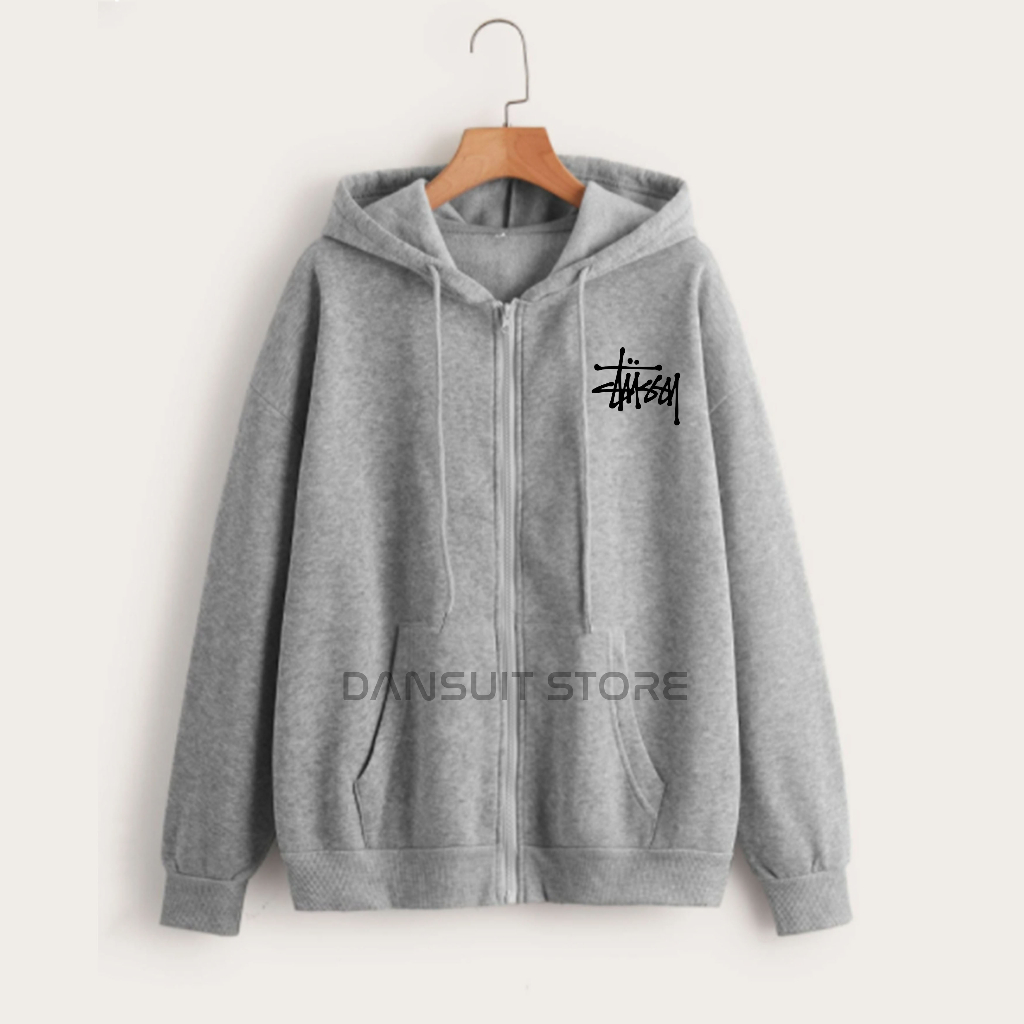 Hoodie Resleting Anak Laki-laki/Perempuan Usia 4-13 Tahun Hoodie Zipper Anak Sablon STUSSY Logo Bahan Tebal Premium