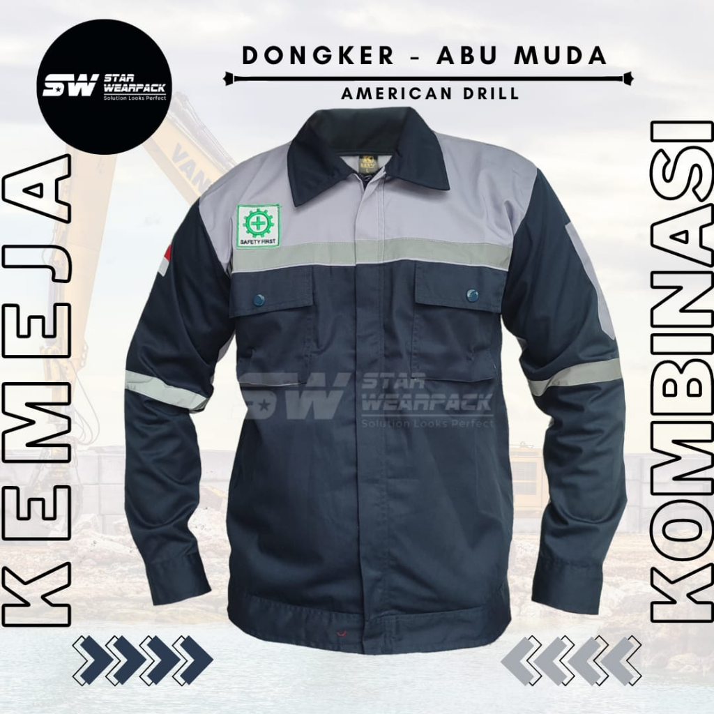 Star Wearpack -  Seragam Kerja Proyek Warna Dongker Kombinasi Abu Muda