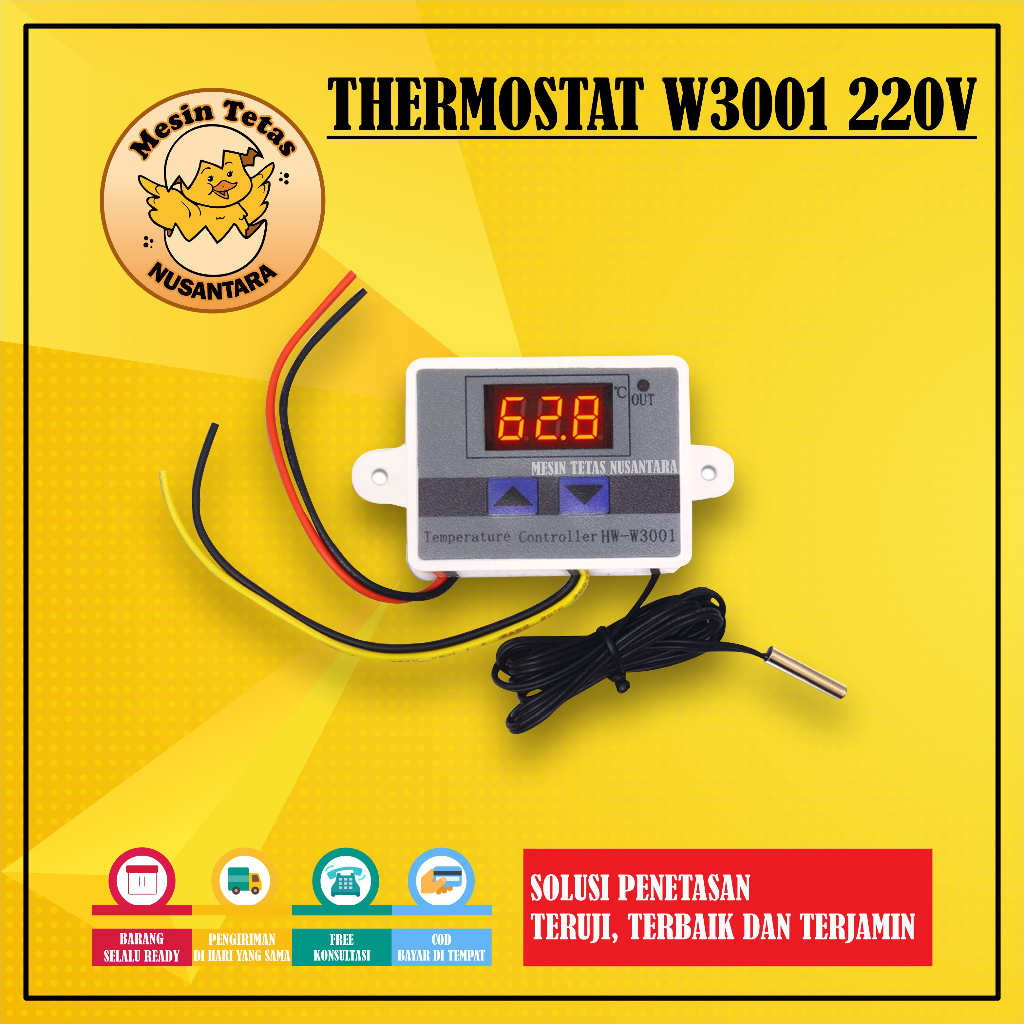 Paket Alat Mesin Tetas W3001&amp; Thermometer Kayu GEA