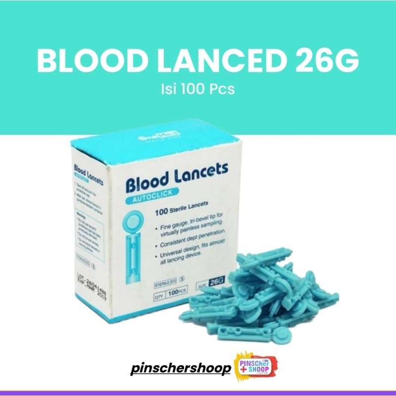 Blood Lancet 26G OneMed Isi 100 Pcs