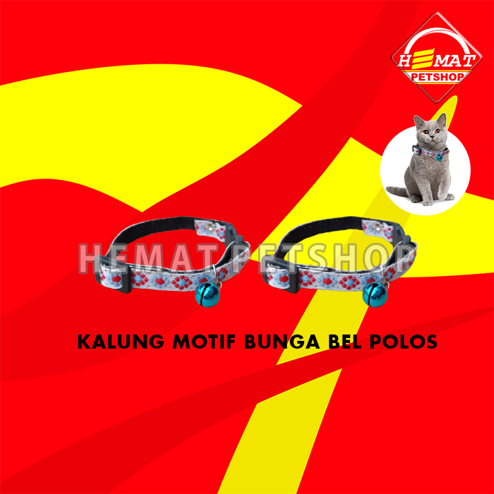 Kalung Kucing Motif Bunga Bell Polos