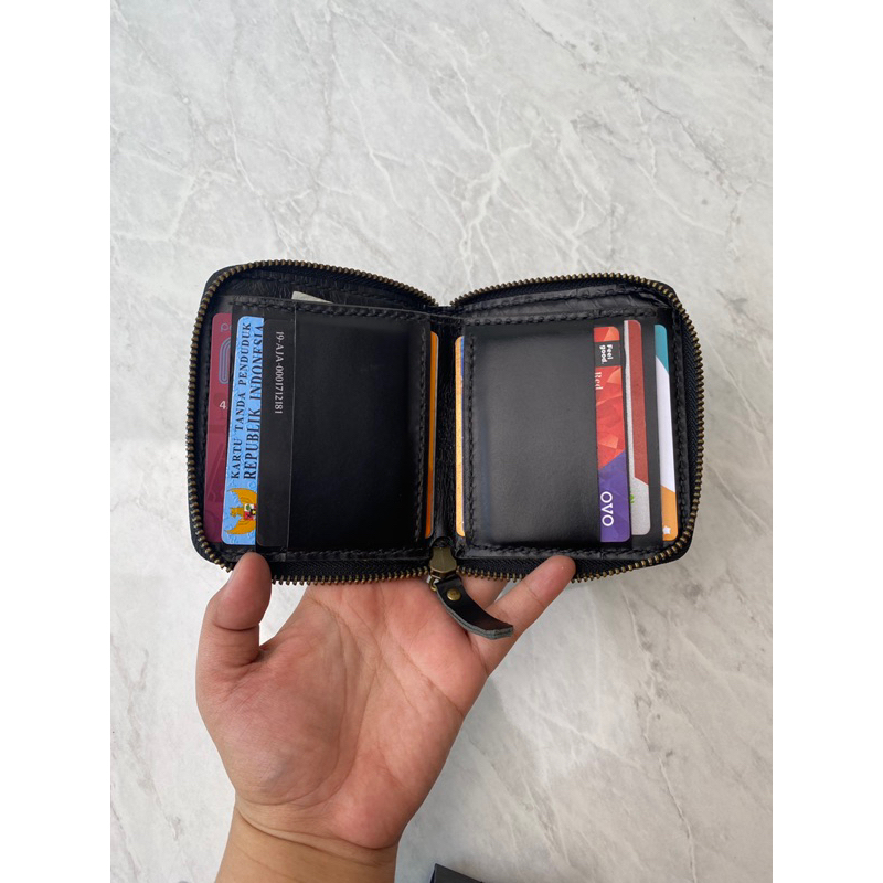 DOMPET PRIA FULL KULIT SAPI ASLI ORIGINAL 100% HIRO ZIPPER WALLET - GRATIS UKIR NAMA