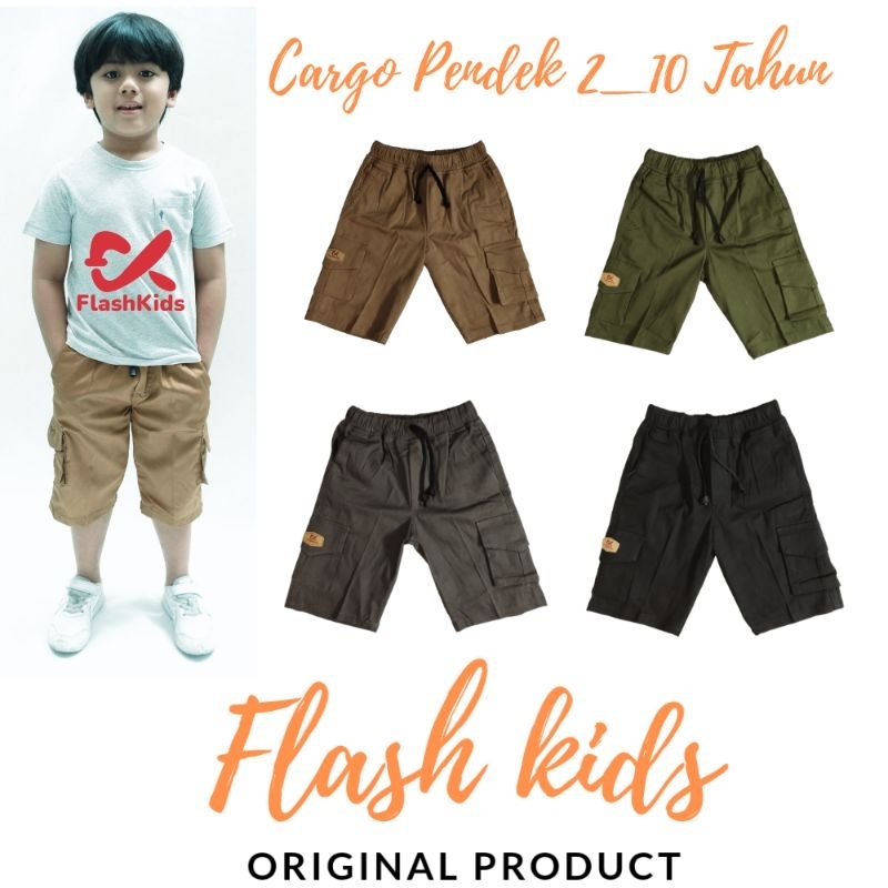 Flashkids Celana Anak Cargo Pendek 2-10 Tahun Stretch