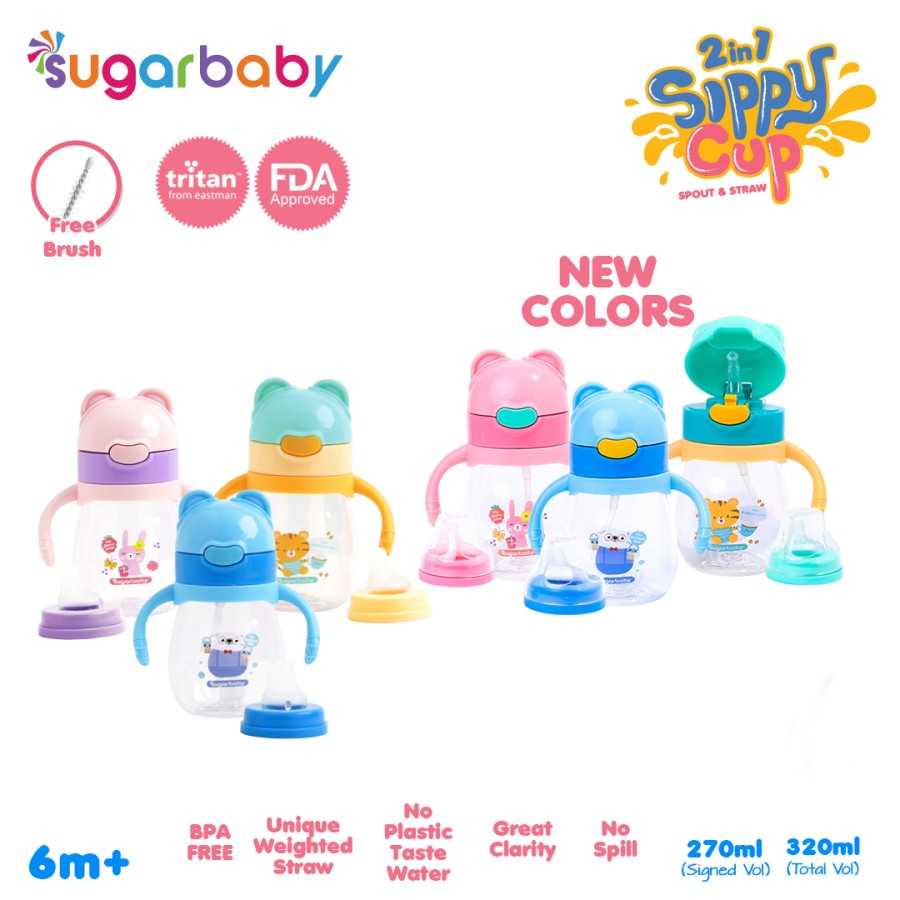 Sugar Baby TRITAN Sippy Cup 2in1 TSC 21 320 - Training Cup With Bandul (320 ml, 6month+)