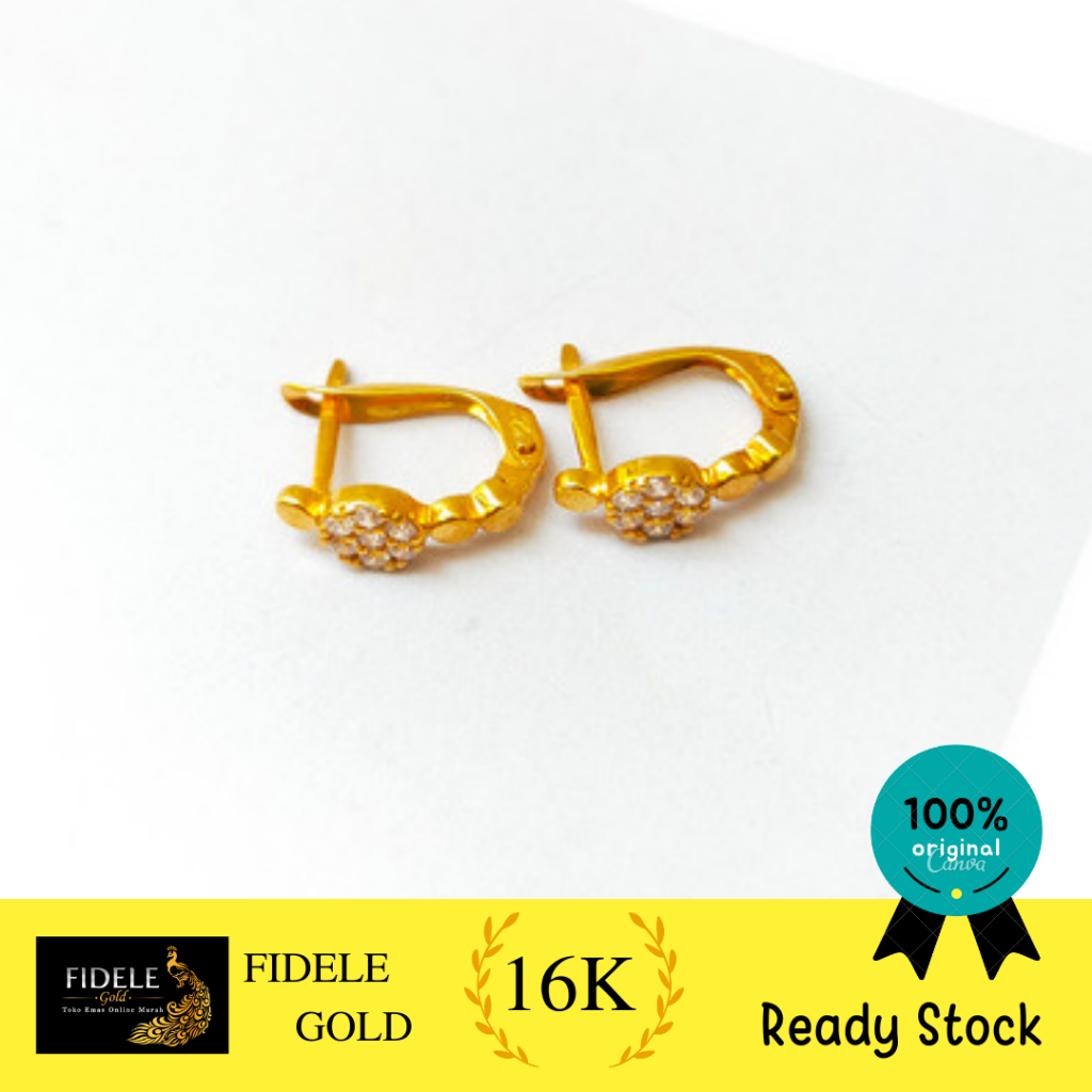 Anting klep permata fashion anting emas asli kadar tua 700