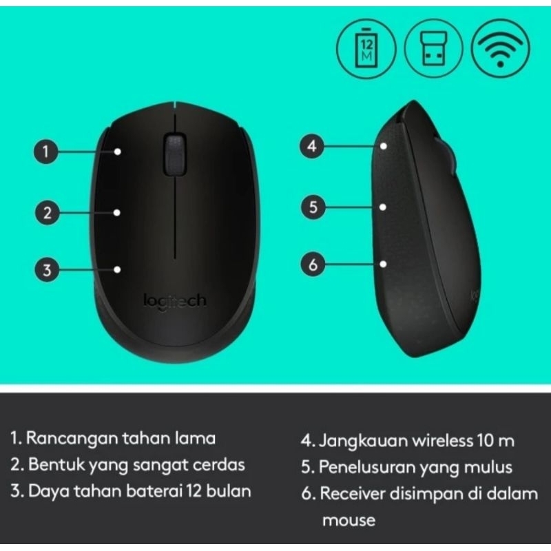 LOGITECH WIRELESS MOUSE M170 ASLI / MOUSE M 170 ORIGINAL