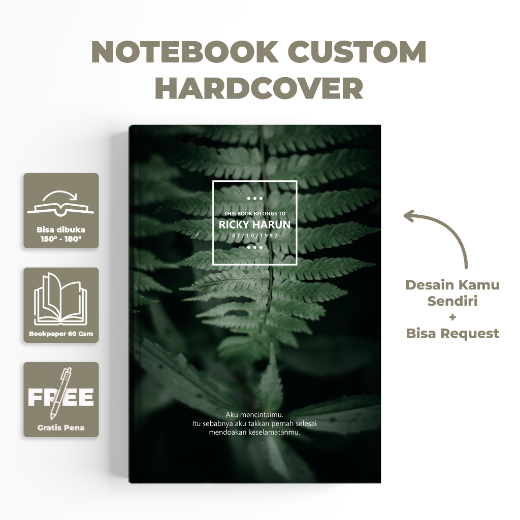 

green leaf notebook / notebook custom / notebook murah / notebook cowok / notebook kekinian / notebook masa kini / hadiah