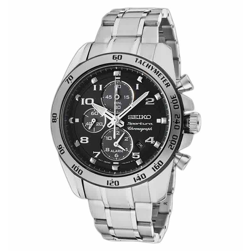 Seiko SNAE61P1 Sportura Chronograph Silver Black