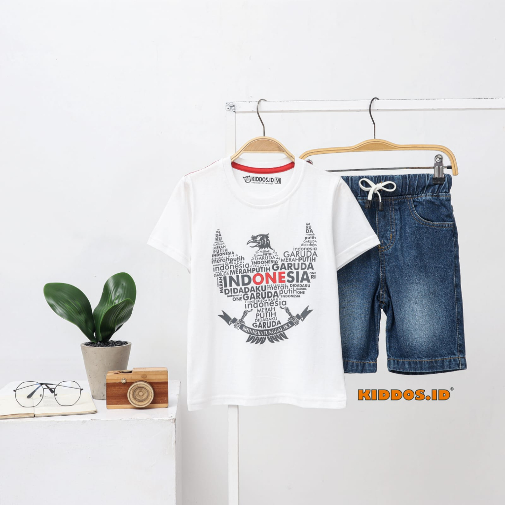 Setelan Anak Laki Laki Kaos dan Celana Pendek Jeans GARUDA 02 KIDDOS.ID