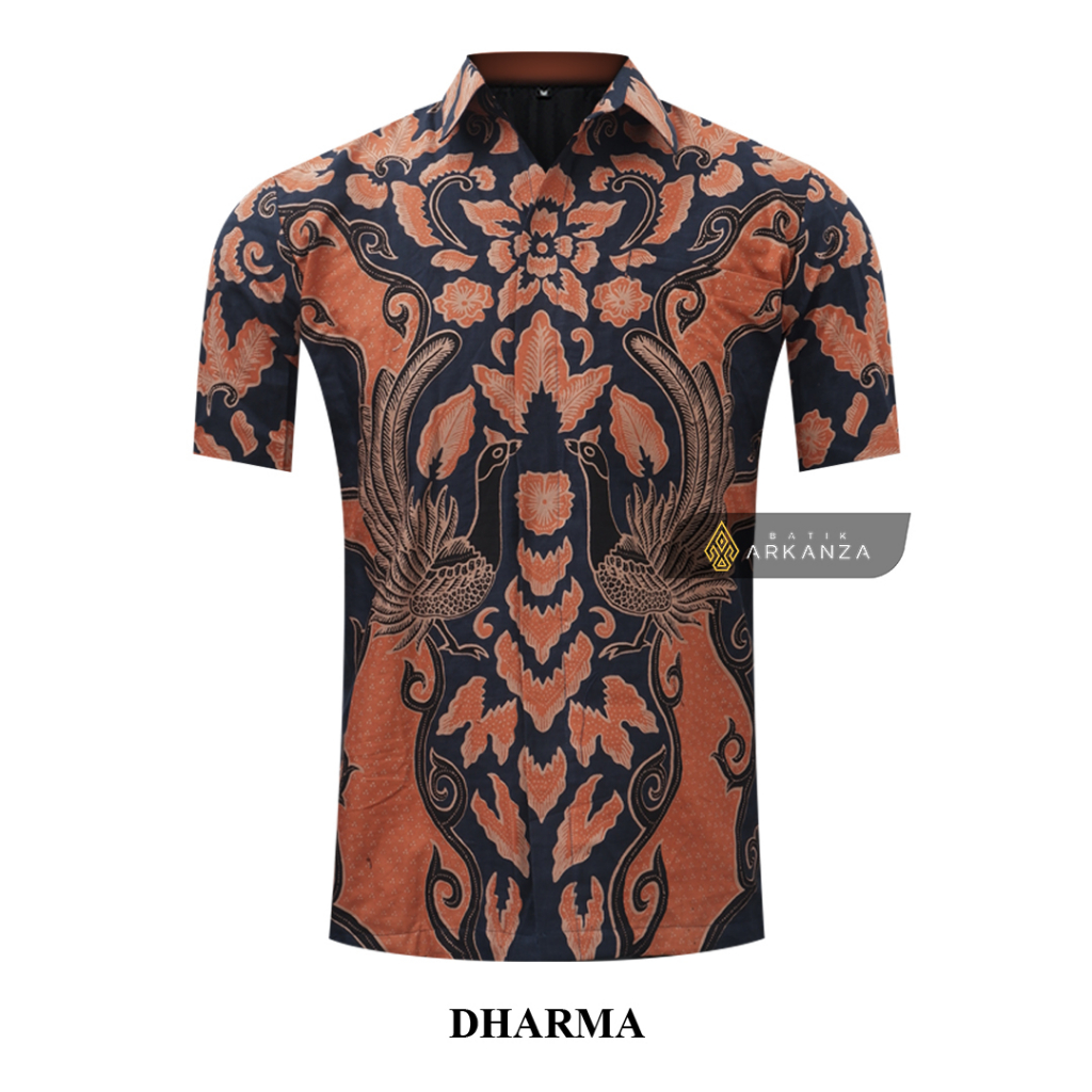 BATIK ARKANZA Motif DHARMA Hem Atasan Kemeja Baju Batik Pria Cowok Laki Laki Slimfit Full Lapis Furing Lengan Panjang Lengan Pendek Original Asli