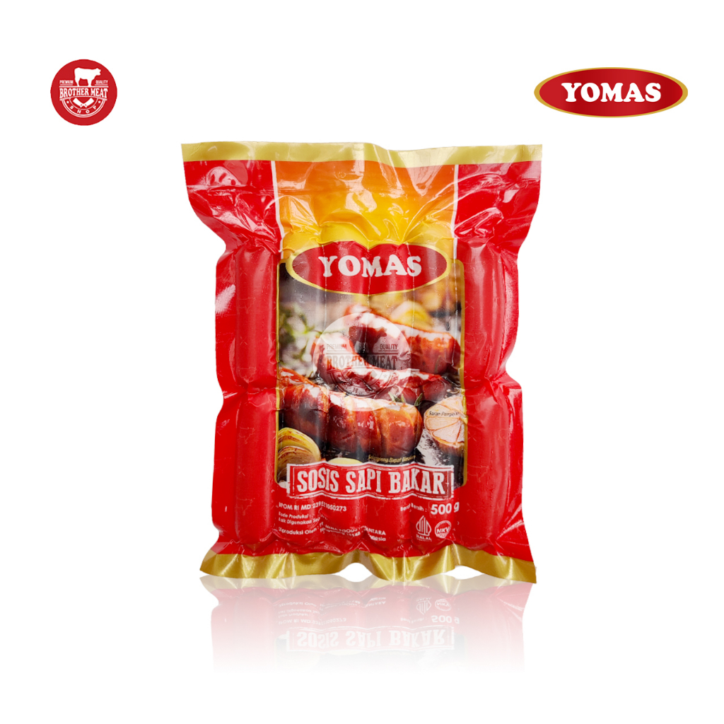 YOMAS Sosis Sapi Bakar Mini Original 500gr, Sosis Daging Sapi Halal