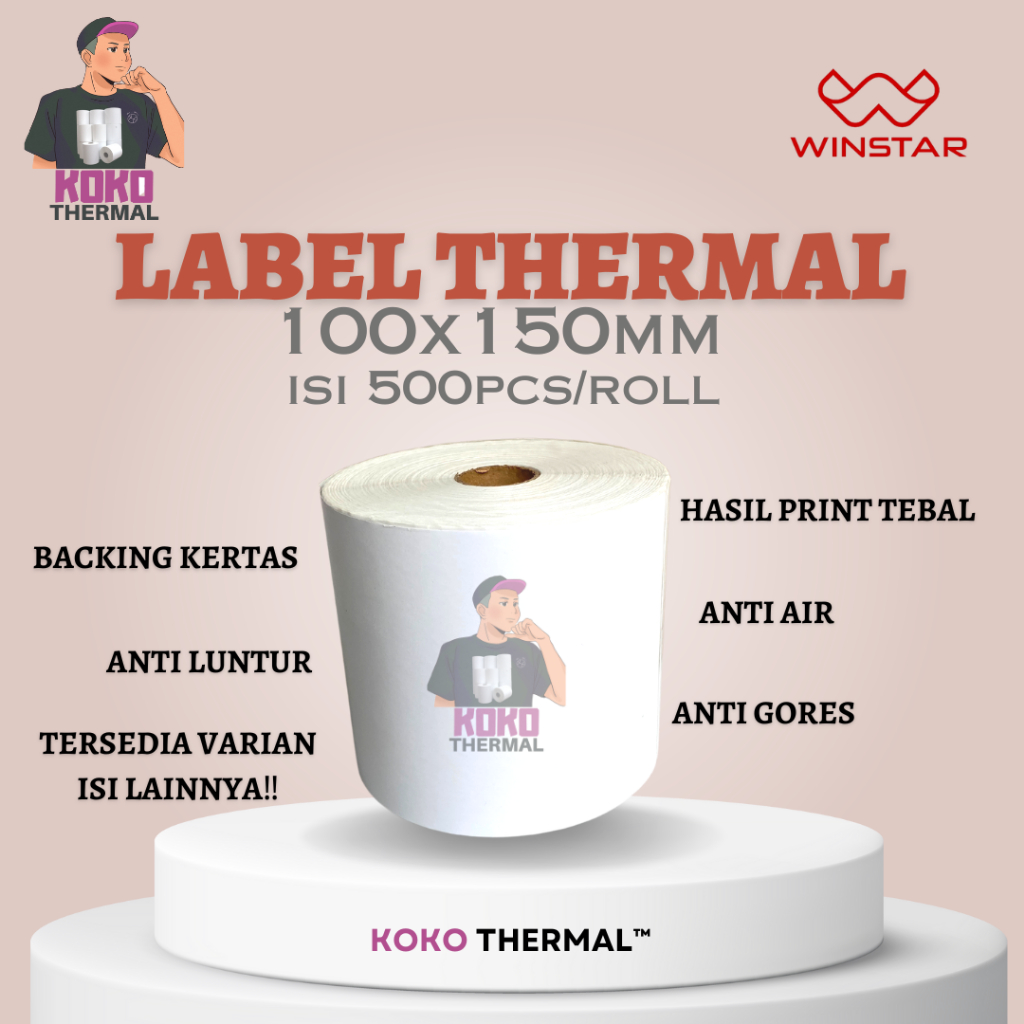 

Label Stiker Thermal 100x150 mm 10x15cm 500pcs winstar