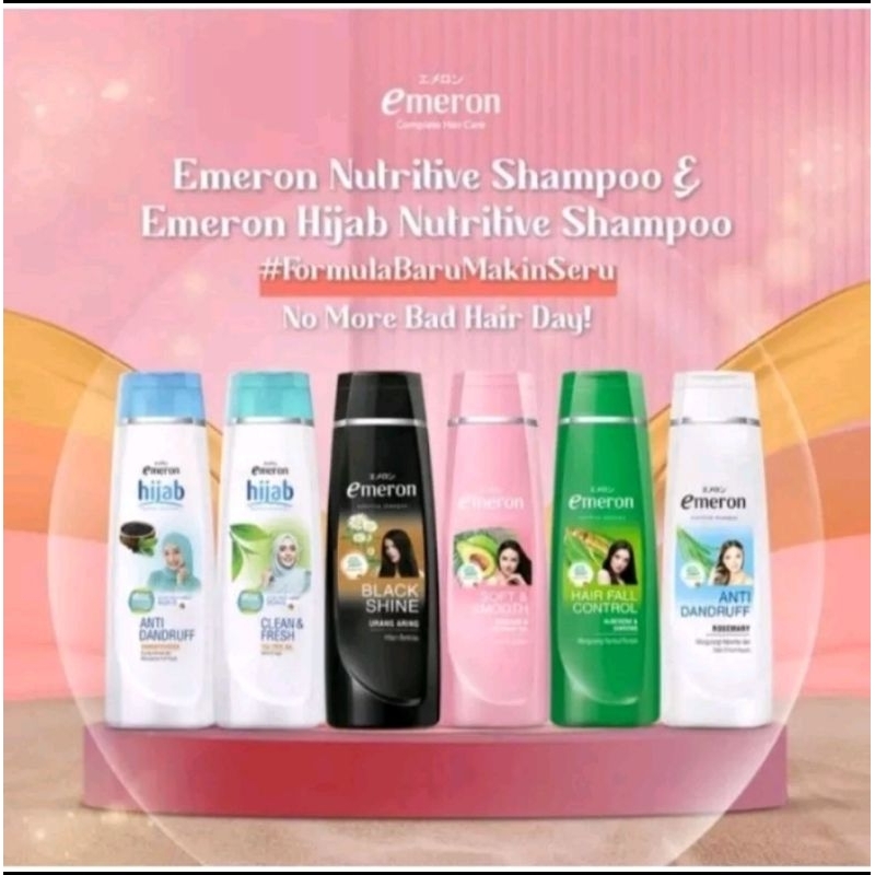 Emeron Soft & Smooth Botol Shampoo 340 ml hijab, ketombe, black hair, smooth
